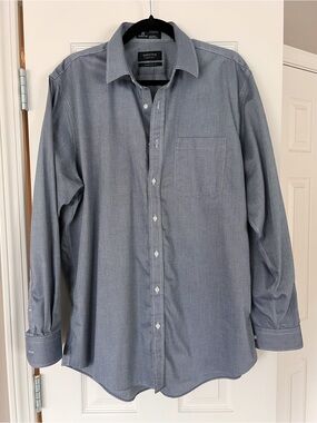 Nordstrom Men’s Wrinkle-Free Slate Blue Button-Down Shirt